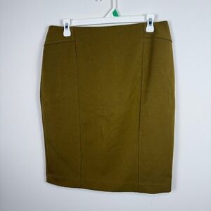 ✨3 for $20 Cleo Petites Olive Green Pencil Skirt Size 10 Stretch Career Wear Bac